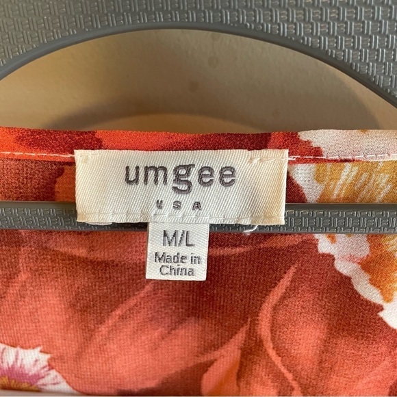 Umgee Red Floral Sheer Kimono M/L - Picture 3 of 7